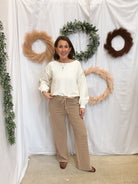 Balloon Sleeve Boucle Sweater-Cream-Sweaters-mystree-The Silo Boutique, Women's Fashion Boutique Located in Warren and Grand Forks North Dakota