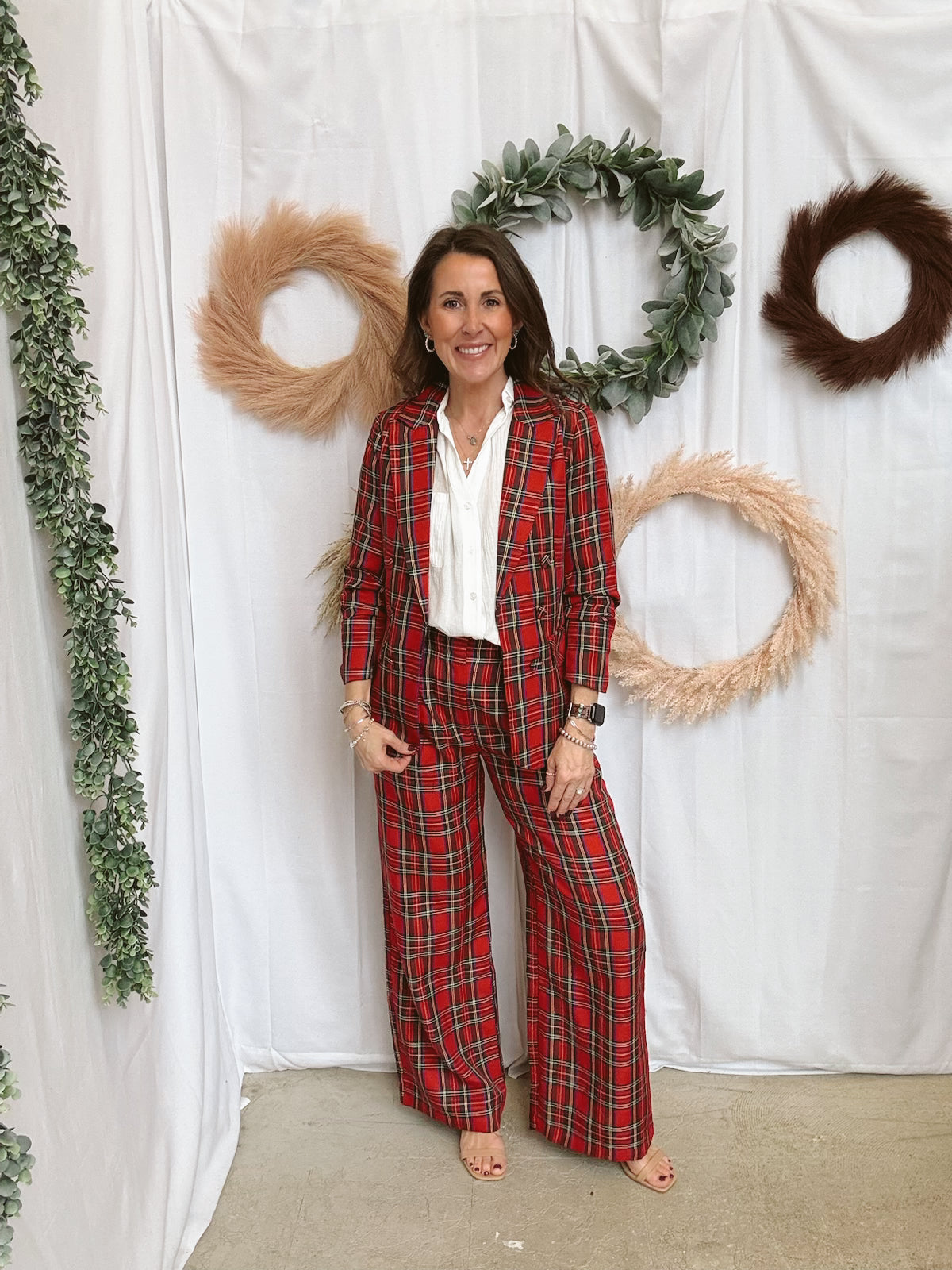 Tartan Plaid Blazer-Red-Blazers-skies are blue-The Silo Boutique, Women's Fashion Boutique Located in Warren and Grand Forks North Dakota