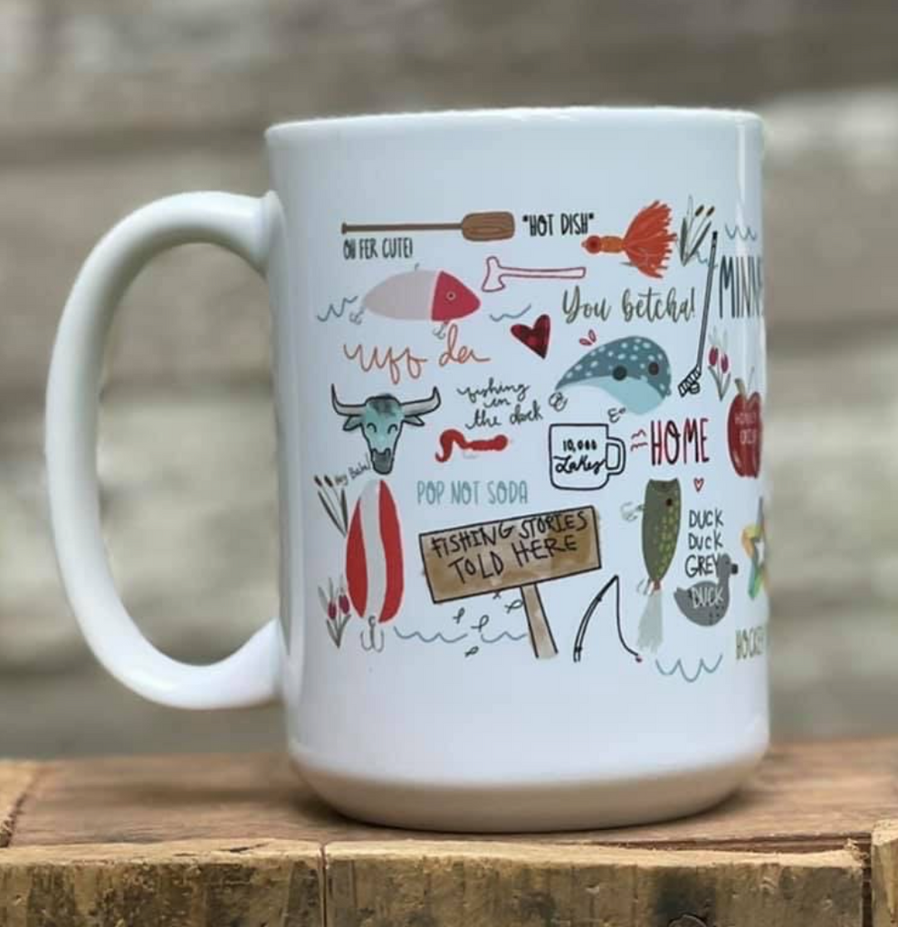 Minnesota Coffee Mug-Coffee Mugs-ivory and sage-The Silo Boutique, Women's Fashion Boutique Located in Warren and Grand Forks North Dakota