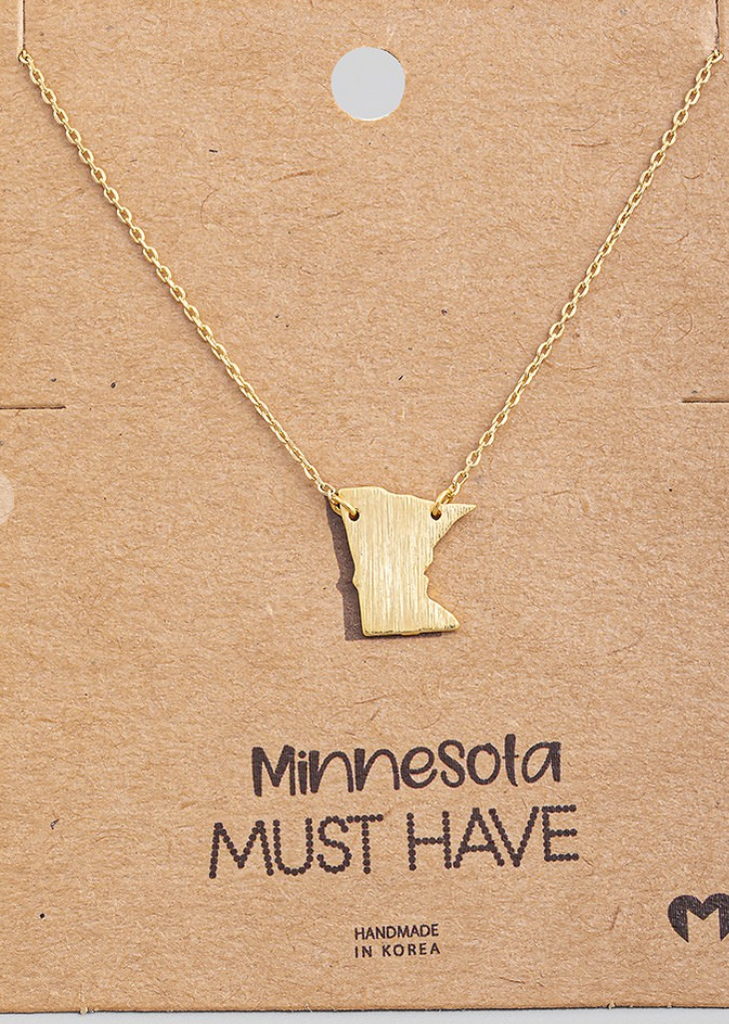 Gold Minnesota Necklace-Necklaces-Fame-The Silo Boutique, Women's Fashion Boutique Located in Warren and Grand Forks North Dakota