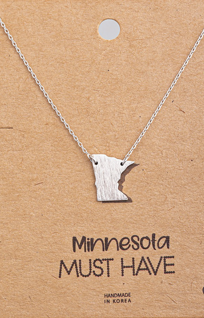 Silver Minnesota Necklace-Necklaces-Fame-The Silo Boutique, Women's Fashion Boutique Located in Warren and Grand Forks North Dakota