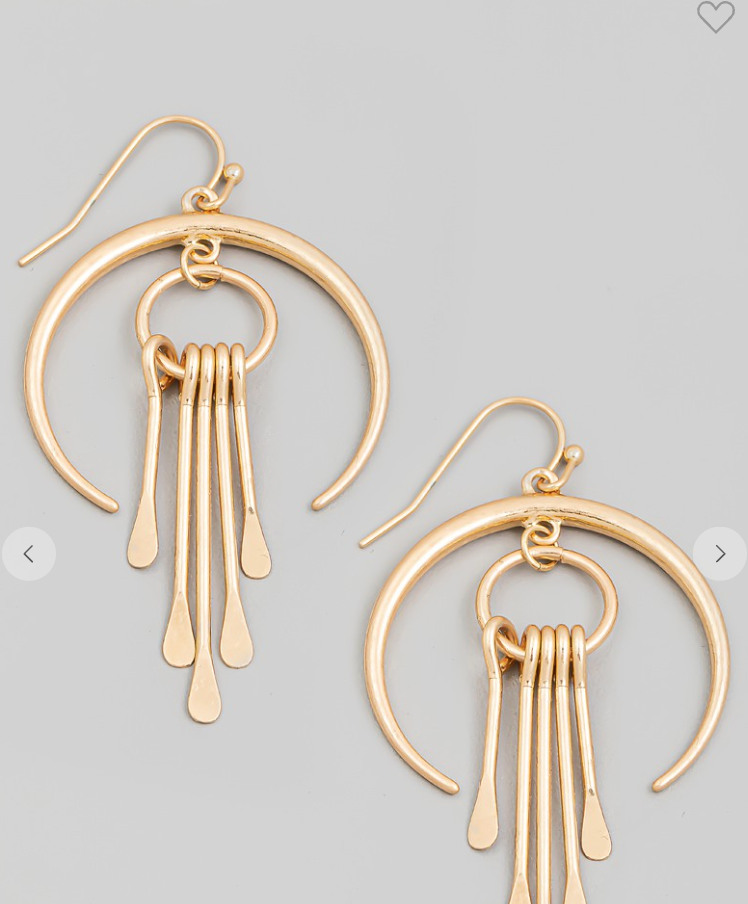 Crescent Bar Fringe Drop Earrings-Earrings-Fame-The Silo Boutique, Women's Fashion Boutique Located in Warren and Grand Forks North Dakota