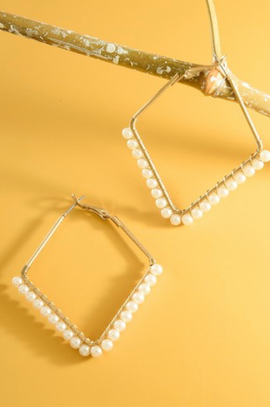 Triangle Pearl Earrings-earrings-wall to wall-The Silo Boutique, Women's Fashion Boutique Located in Warren and Grand Forks North Dakota