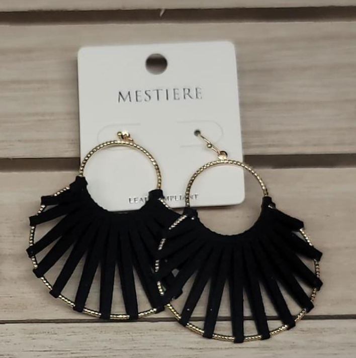 Black Fan Earrings-Earrings-illord-The Silo Boutique, Women's Fashion Boutique Located in Warren and Grand Forks North Dakota
