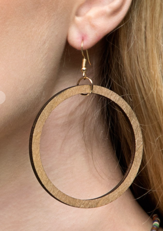 Wood Ring Earrings-Earrings-urbanista-The Silo Boutique, Women's Fashion Boutique Located in Warren and Grand Forks North Dakota