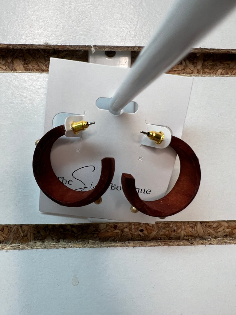 Mini Brown Wood Hoop-Earrings-Dallas Market-The Silo Boutique, Women's Fashion Boutique Located in Warren and Grand Forks North Dakota