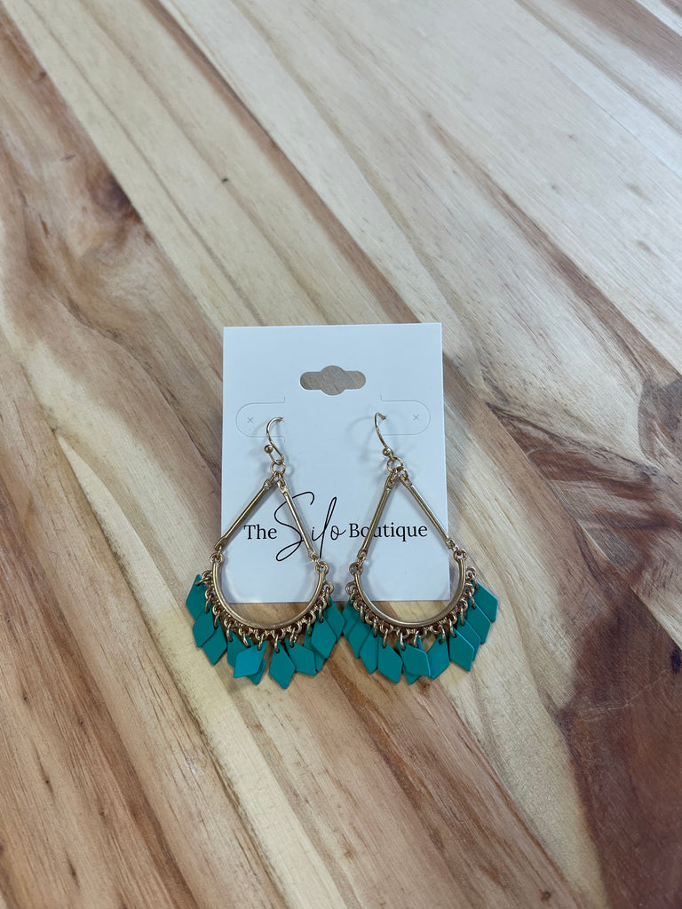 Worn Teal Earrings-Earrings-so hot-The Silo Boutique, Women's Fashion Boutique Located in Warren and Grand Forks North Dakota