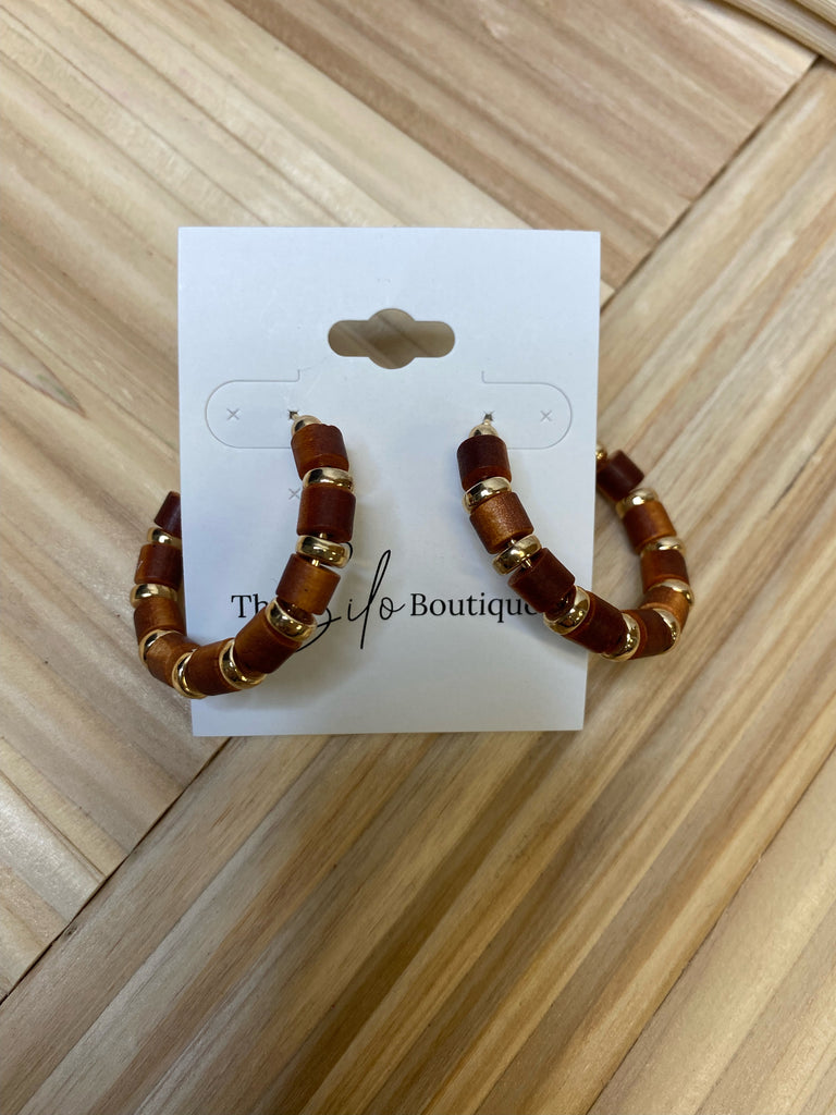 Wood Gold Hoop Earrings-earrings-Dallas Market-The Silo Boutique, Women's Fashion Boutique Located in Warren and Grand Forks North Dakota