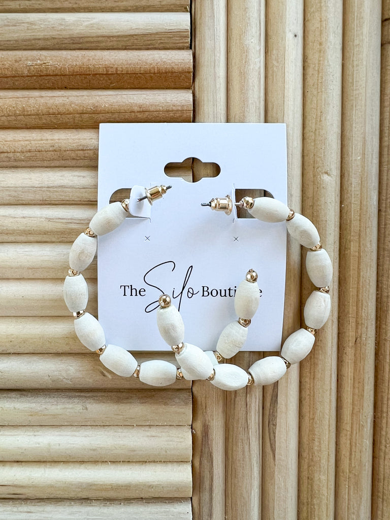 Fame Ivory Beaded Earrings-Earrings-Fame-The Silo Boutique, Women's Fashion Boutique Located in Warren and Grand Forks North Dakota