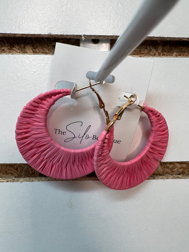 Pink Weave Hoop-Earrings-Dallas Market-The Silo Boutique, Women's Fashion Boutique Located in Warren and Grand Forks North Dakota