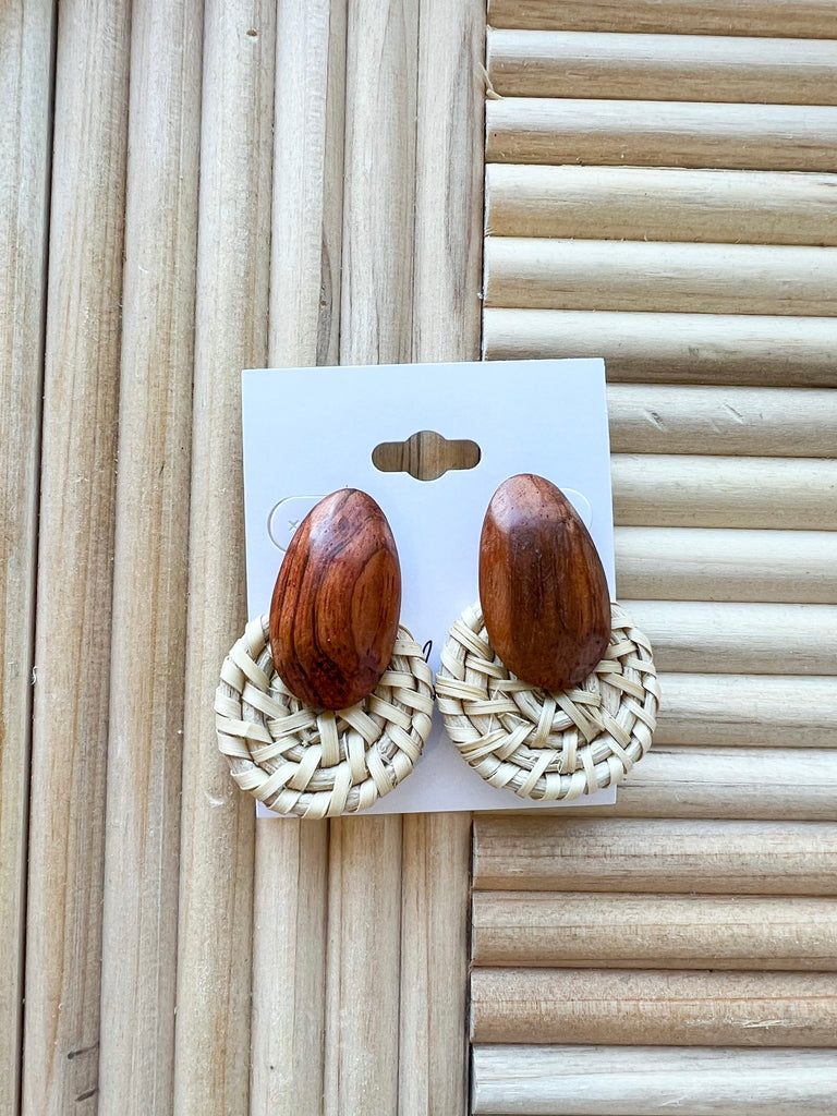 Fame Rattan Stud Earrings-Earrings-Fame-The Silo Boutique, Women's Fashion Boutique Located in Warren and Grand Forks North Dakota