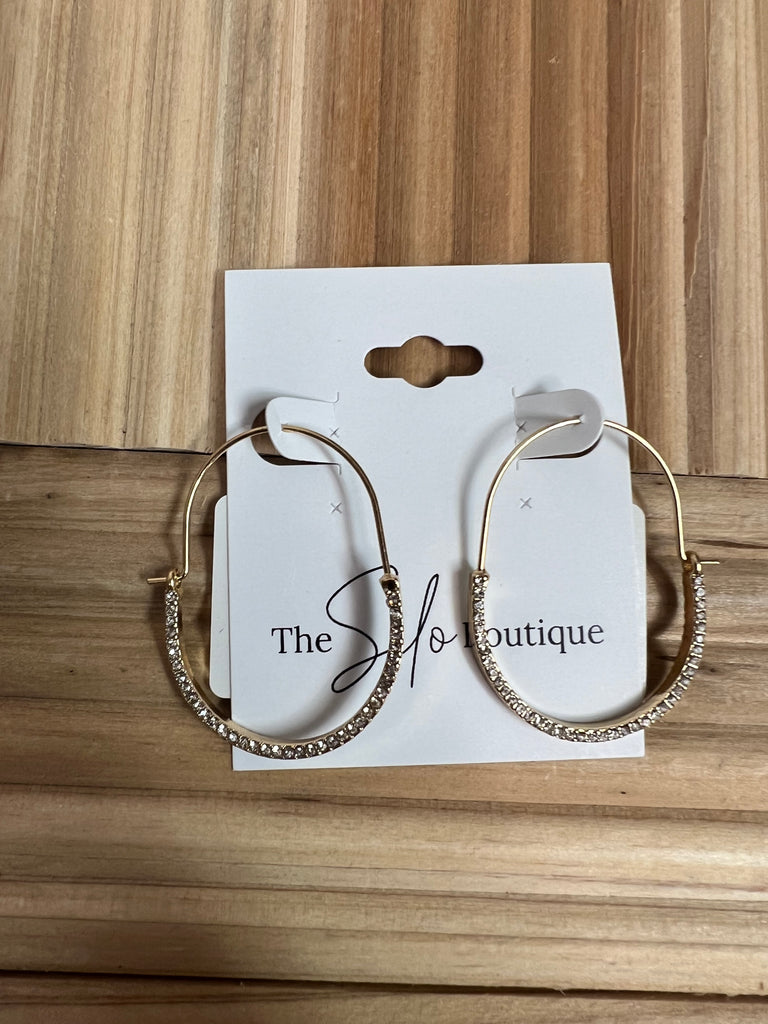 So Gold Pave Hoop Earrings-earrings-so hot-The Silo Boutique, Women's Fashion Boutique Located in Warren and Grand Forks North Dakota